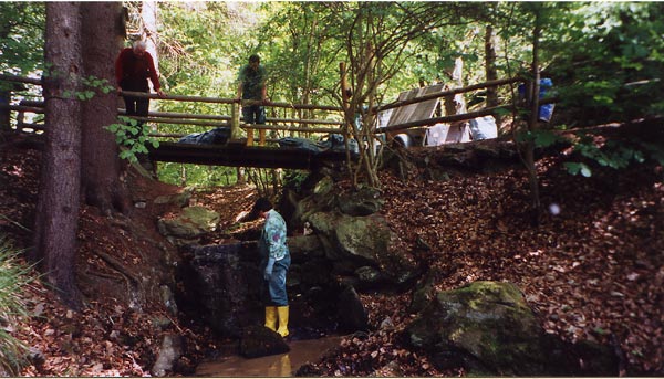 Leichtweißhöhle Restaurierung des Wasserfalls 2004